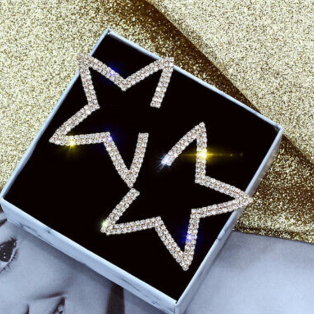 Star 19k Gold Plated Stud Earrings  A Pair/set - Picture 2 of 9